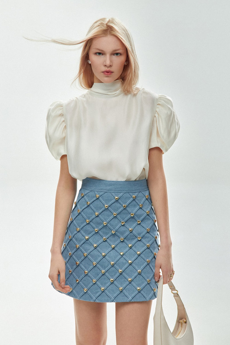 【美品】 emm the shop otona mini skirt Laminated tweed wool mini skirt | Genny