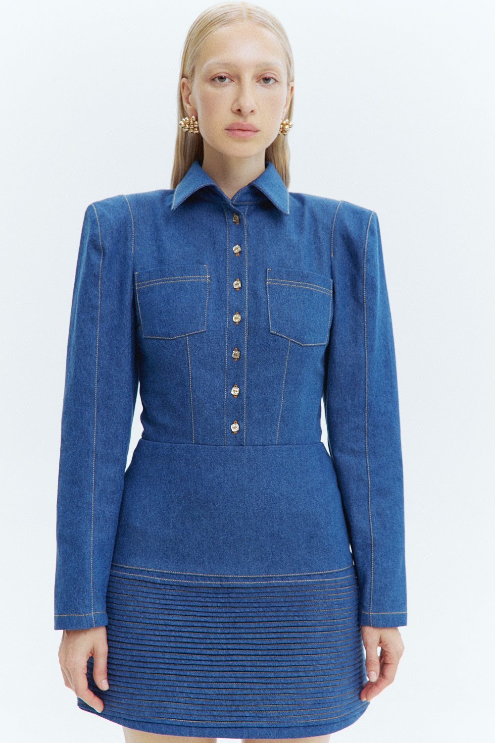 denim dress with embellishments Hazel Embellished Denim Dress Retrofete