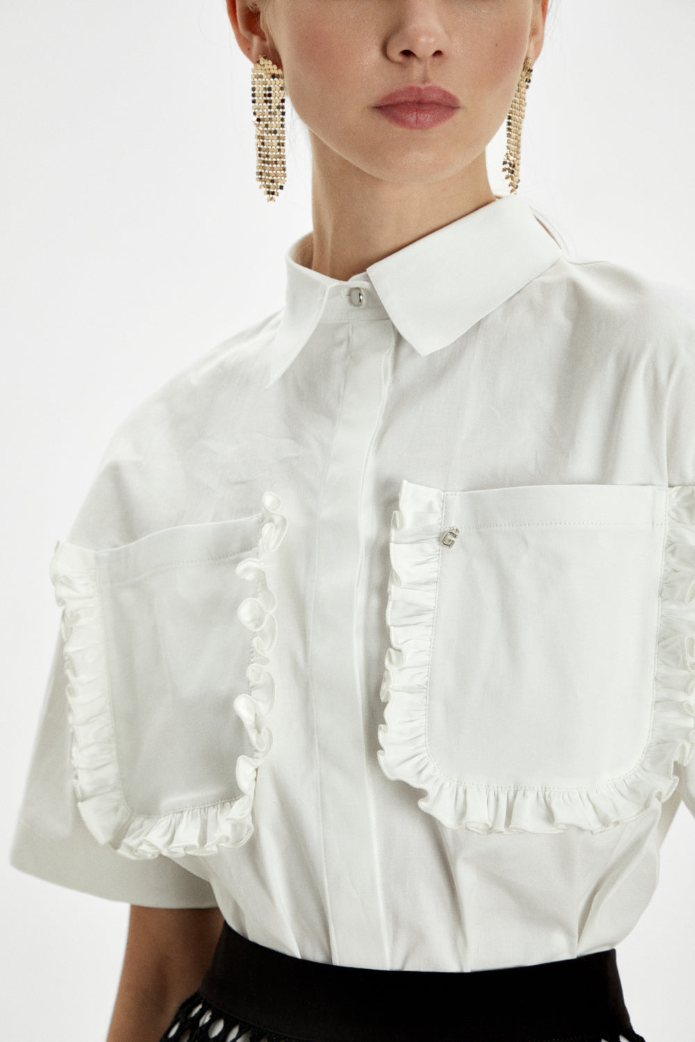 Long Shirt With Ruffled Poskets